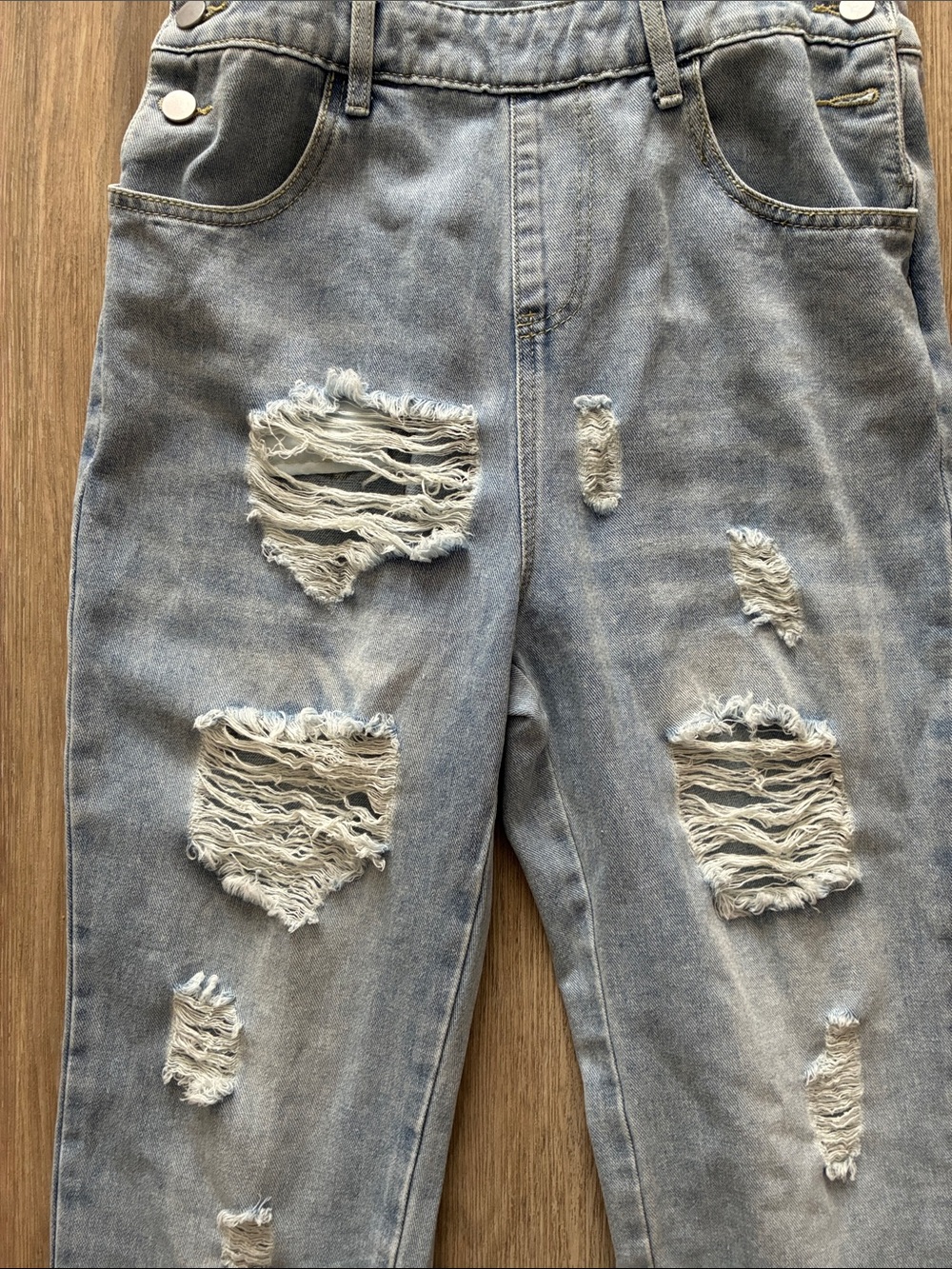 Distressed Denim Overalls - Picture 8 of 12